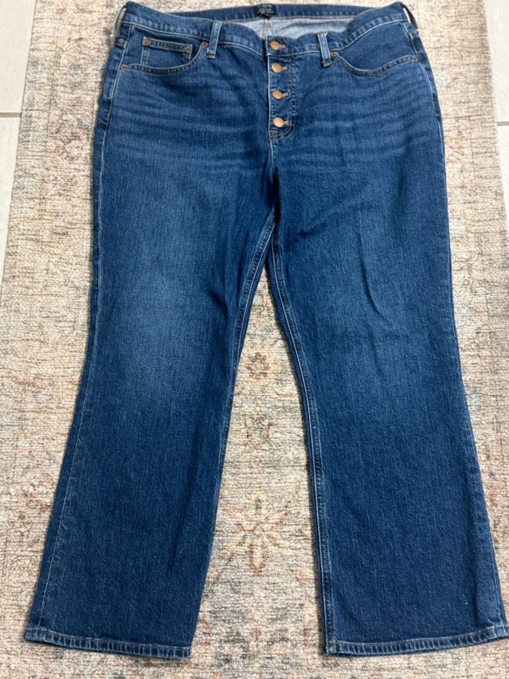 J Crew Button-Fly High-Rise Kick out Crop Women's Jeans - Dark Blue